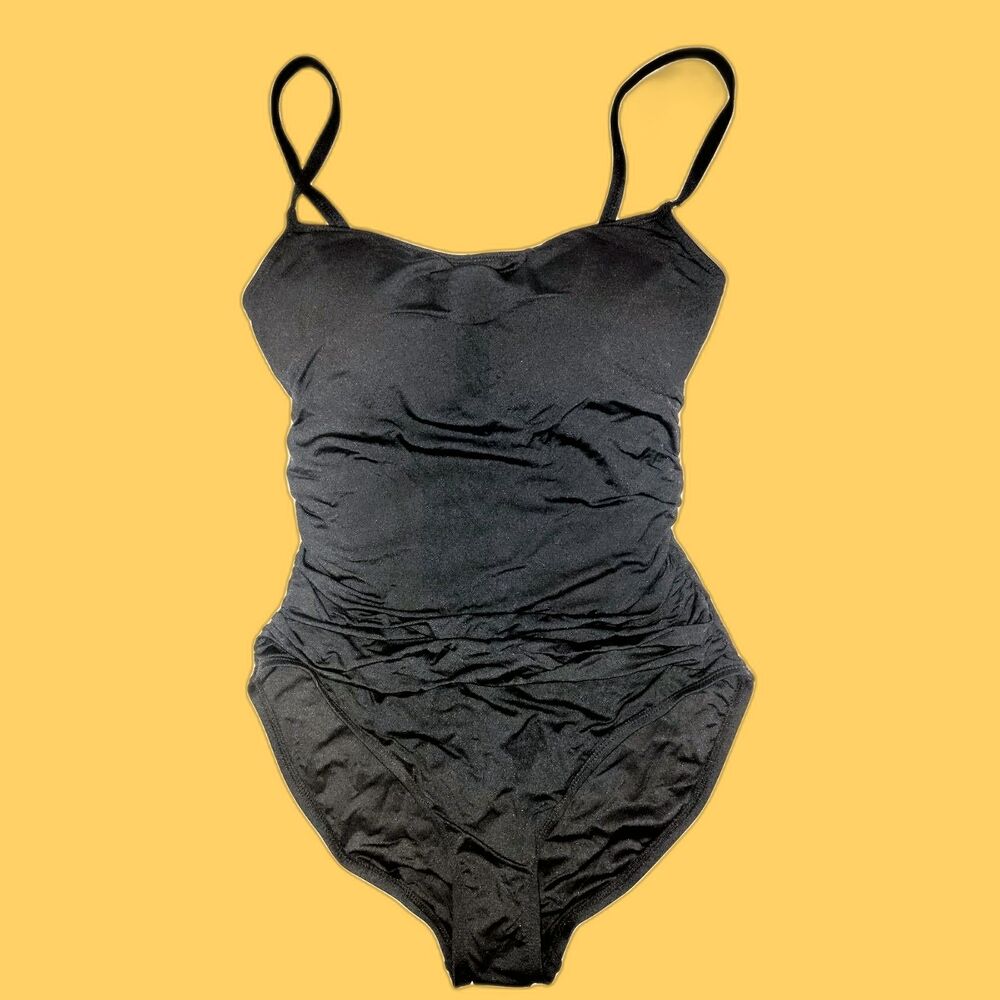 La Blanca Island Goddess Lingerie 1 Piece Swimsuit Size 8 Black UPF 50 Beach